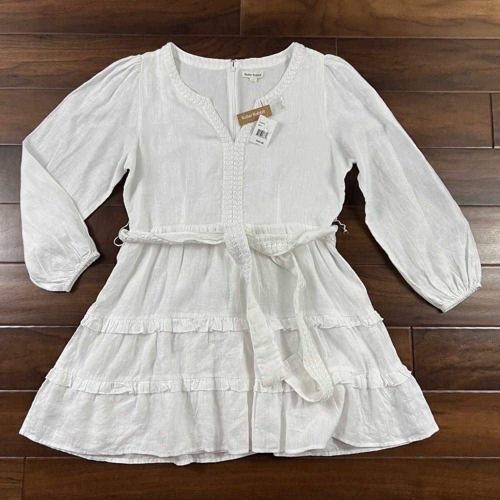 Roller Rabbit White Tiered Cotton Peasant Dress